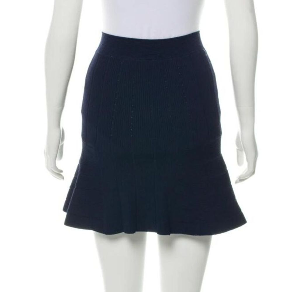 SANDRO Navy Knit A-line Mini Skirt, Size S